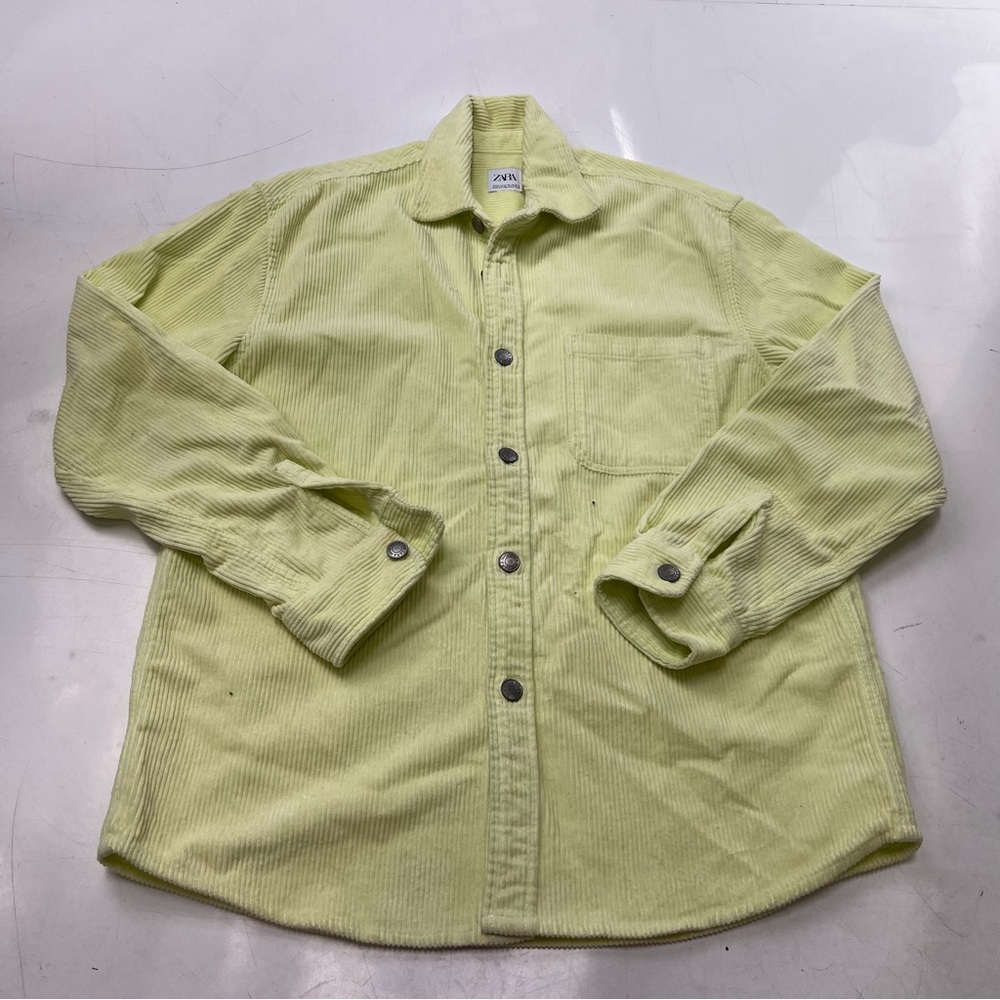 zara men’s neon lime corduroy jacket M L125-13 - Picture 2 of 8